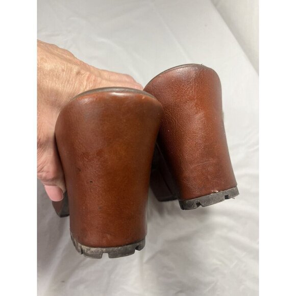 Kork Ease Sagano  Brown Leather Block Heel Clog Mule Shoes Boho - Picture 11 of 16